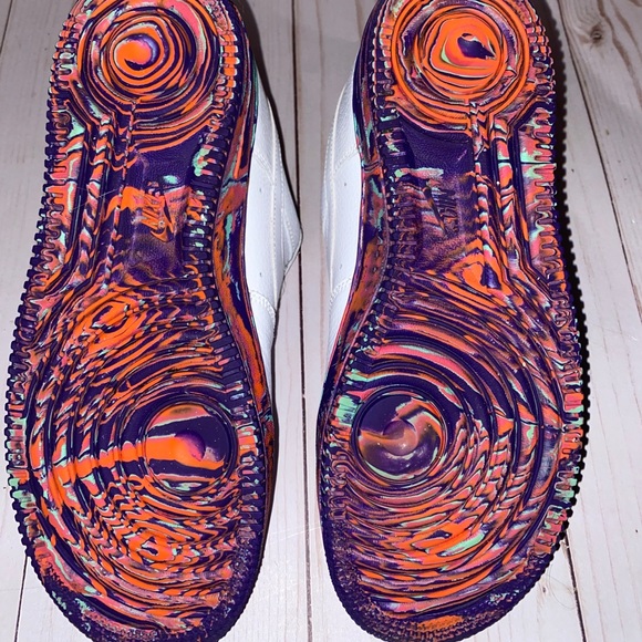 White Nike Air Force 1’s with Multicolor Marble - Picture 4 of 5